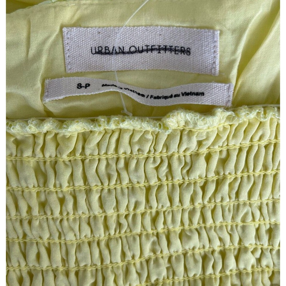 New Urban Outfitters Women Reina Semi-Sheer  Preppy Yellow Midi Dress Size Small - Picture 10 of 13